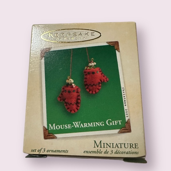 NIB Vintage 2003 Hallmark “Mouse-Warming Gift” MiniatureSet of 3 Ornaments - Picture 1 of 6